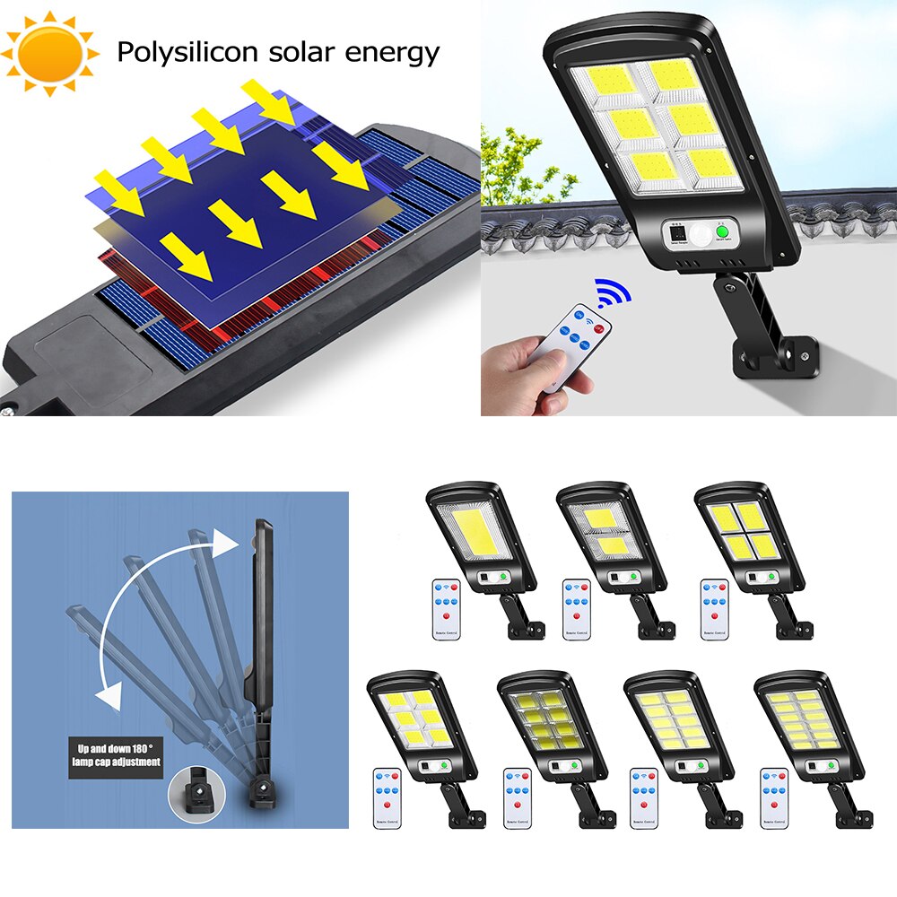 PIR 모션 센서 태양 LED 빛 원격 3 모드 방수 햇빛 전원 스포트 라이트 야외 정원 장식 거리 조명
